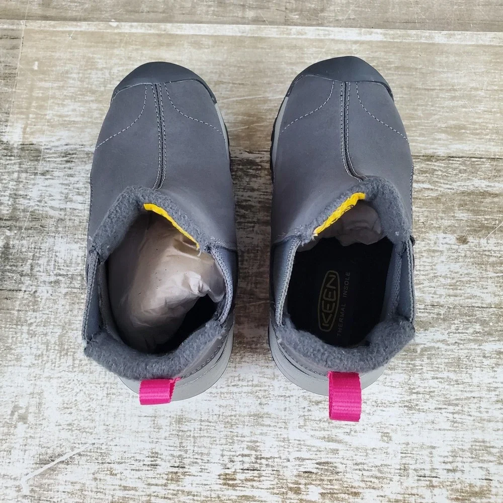 Keen Kootenay III Chelsea Boots Kids Sz 8 Gray Leather Slip On Mid Top